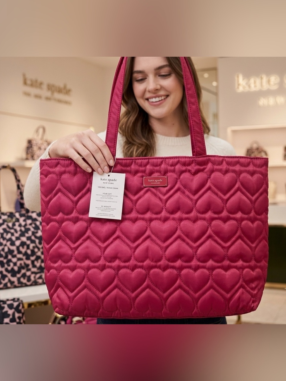 kate spade Quilted Heart Tote - Fuchsia Pink